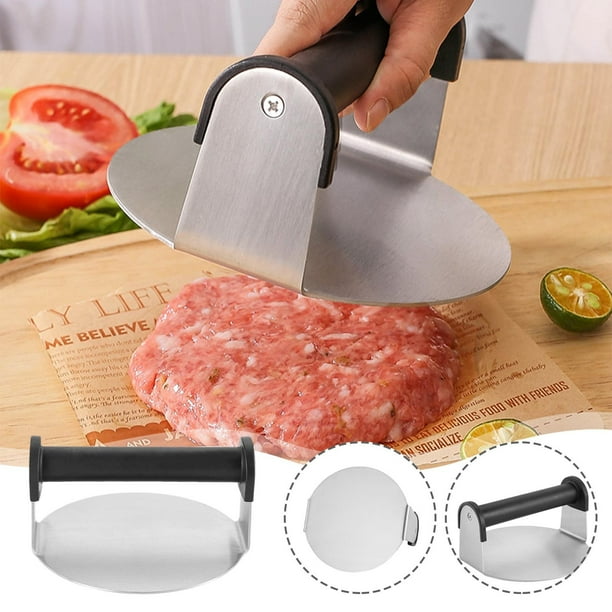 Prensa de Hamburguesas de Acero Inoxidable con Mango para Parrilla Plana, Accesorio de Parrilla Resistente a La Oxidación y Fácil de Limpiar para Preparar Hamburguesas, Filetes y Sándwiches.