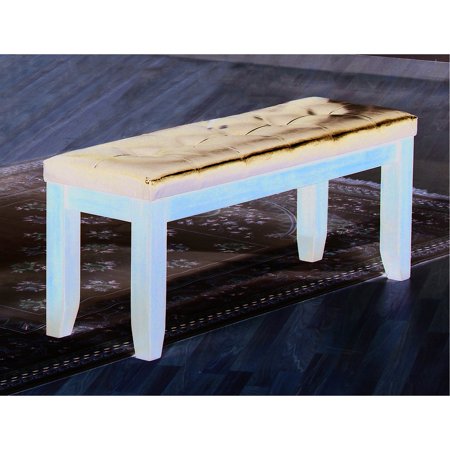 Bench with Tapered Wood Legs and Leather-Look Seat / Add Charm to Living Room