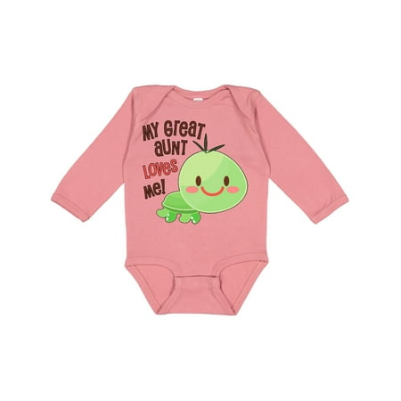 

Inktastic My Great Aunt Loves Me- Cute Turtle Gift Baby Boy or Baby Girl Long Sleeve Bodysuit
