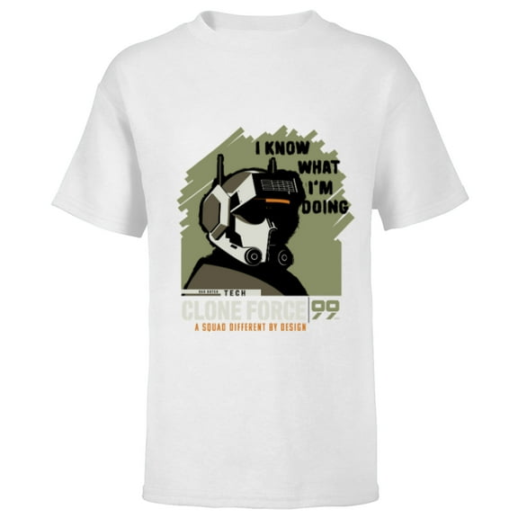 Star Wars The Bad Batch Tech Quote “I Know What I’m Doing” - Short Sleeve T-Shirt for Kids - Customized-White