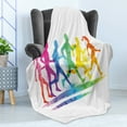 thumbnail image 4 of Running Soft Flannel Fleece Throw Blanket, Group of Men and Women Athletes Trying to Stay Fit Exercising Workout Colorful, Cozy Plush for Indoor and Outdoor Use, 50" x 70", Multicolor, by Ambesonne, 4 of 5