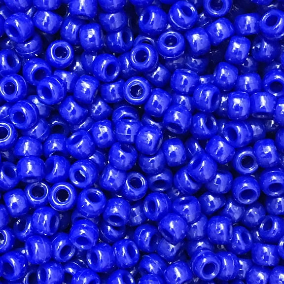 Pony Beads Royal Blue Opaque Crow Beads 6x9mm Large Hole Made in USA