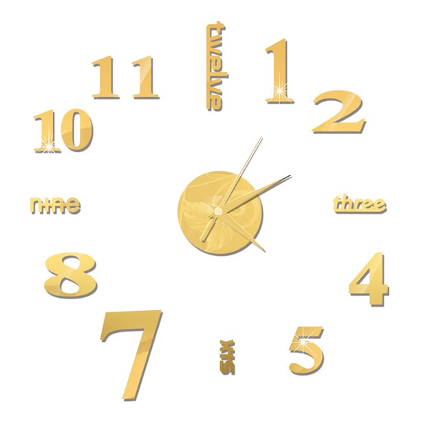 Irfora Reloj de pared DIY Reloj de pared con espejo sin marco Pegatinas de pared mudas grandes para decoraciones de la sala de estar Irfora Reloj de pared