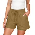 thumbnail image 3 of Women's Casual Shorts Comfy Elastic Waist Lightweight Summer Wide Leg Comfy Trendy Shorts with Pockets by Yigetop Beige L, 3 of 7