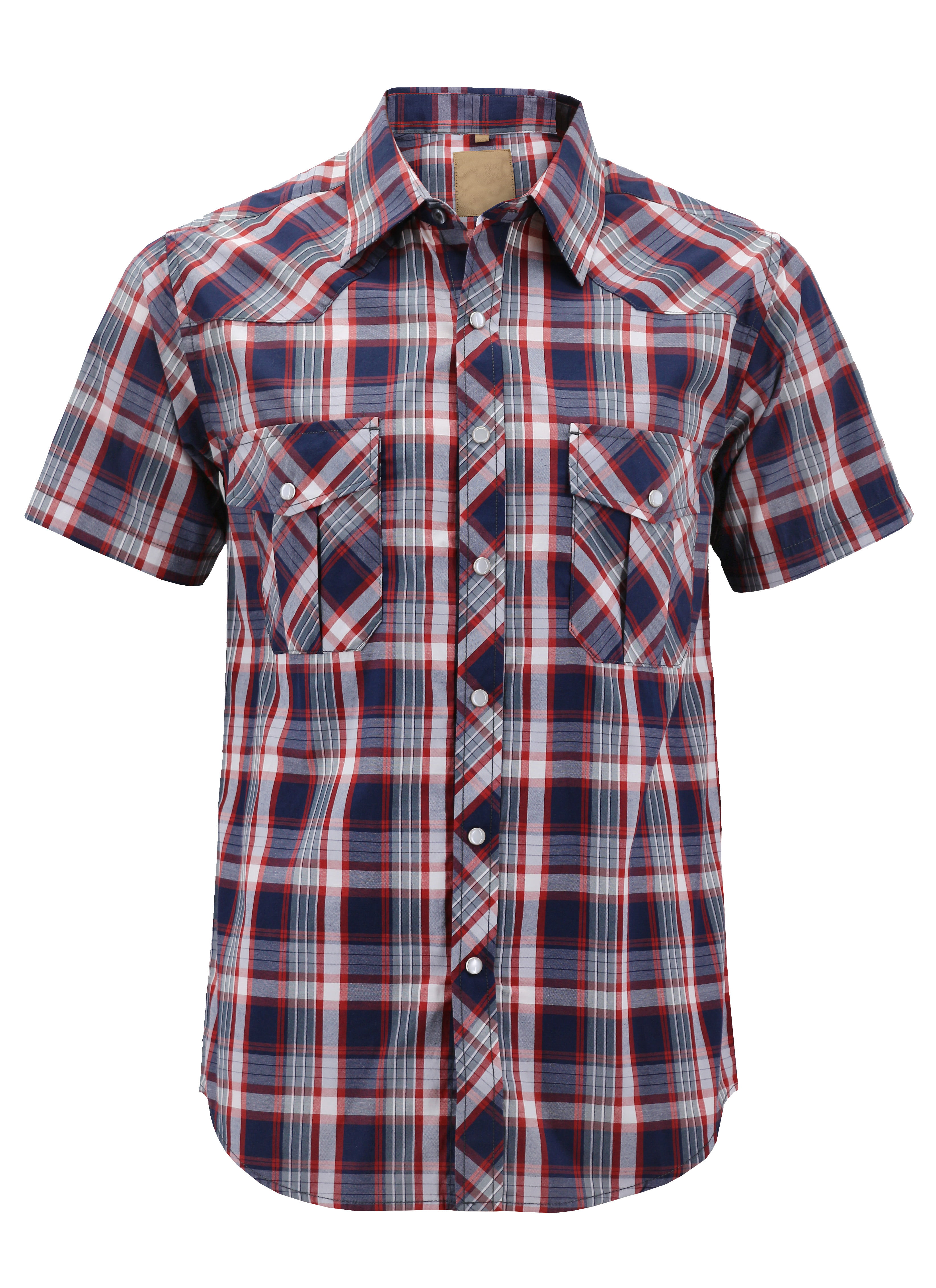 VKWEAR - Men’s Western Short Sleeve Button Down Casual Plaid Pearl Snap ...