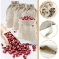 thumbnail image 3 of Cotton Bag 8 pieces Cotton Drawstring Bags 25 x 30cm Bread Bags Reusable Fruit and Vegetable Bags in Vegetable Canvas Shopping Nets DIY Vegetable Net, 3 of 5
