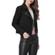 thumbnail image 4 of CHAQUETA DE MOTOCICLISTA Mujer Inspire Chic Suede Sintético Color Sólido Chaqueta con Cremallera Asimétrica XL Negro, 4 of 8