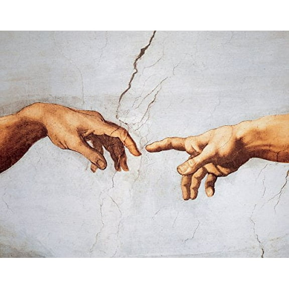 The Creation of Adam (Detail) by Michelangelo - Multicolor Art Print Poster 14x11 inches Unframed