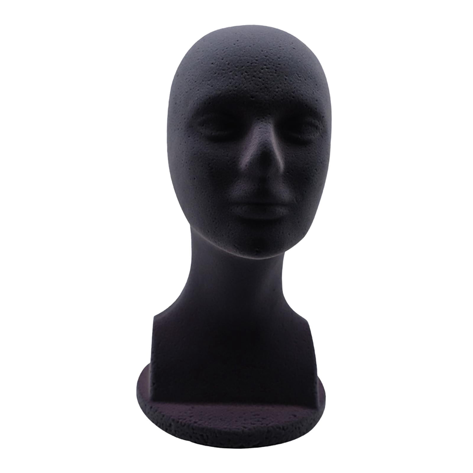 FITYLE 2xMale Foam Mannequin Head Model Hat Display Stand Black Practical Height 32cm