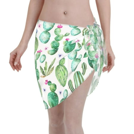 Ocsxa Cactus Plants1 Print Sarong Coverups For Women Bathing Suit Wrap Swimsuit Skirt Beach Bikini Cover Up Swimwear