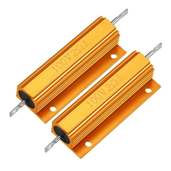 2Pcs Aluminum Case Resistor 100W 2Ohm Wirewound Yellow