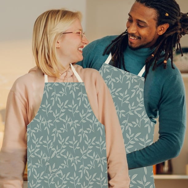 Delantal de Cocina para Hombre y Mujer | Delantal Ajustable de Lino y Algodón | Delantal para Barbacoa Resistente Al Agua y Al Aceite | Transpirable, Duradero y Fácil de Limpiar | Ideal para Chefs, C