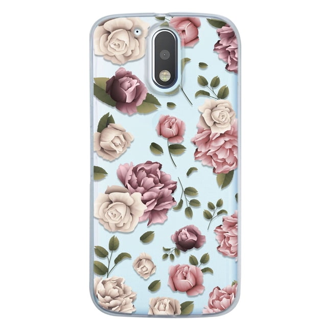 Funda Para Moto G4 Flores Rosas, Uso Rudo, InstaCase Protector para Moto G4 Antigolpes, Case Flores Rosas