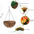 thumbnail image 5 of Artificial Flowers Hanging Basket for Outdoor Indoor, Fake Orchid Flowers in Coconut Lining Hanging Basket for Home Courtyard Decoration, 5 Branches Flowers in '' Basket(Blue), 5 of 5