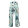 thumbnail image 5 of Women's Fashion Casual Loose Printed Wide-Leg Sports Pants with Christmas Print, Comfortable Home and Outdoor Wear, Elastic Waist with Drawstring for Easy Fit, Light Blue, XL, 5 of 7