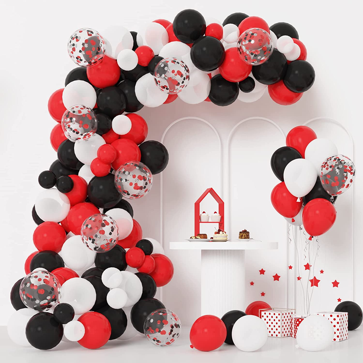 133pcs Red Black White Balloons Garland Arch Kit, Red and Black White  Balloons Arch with Confetti Balloons for Shower Birthday Graduation Racing  Car Poker Card Decorations Supplies - Walmart.com