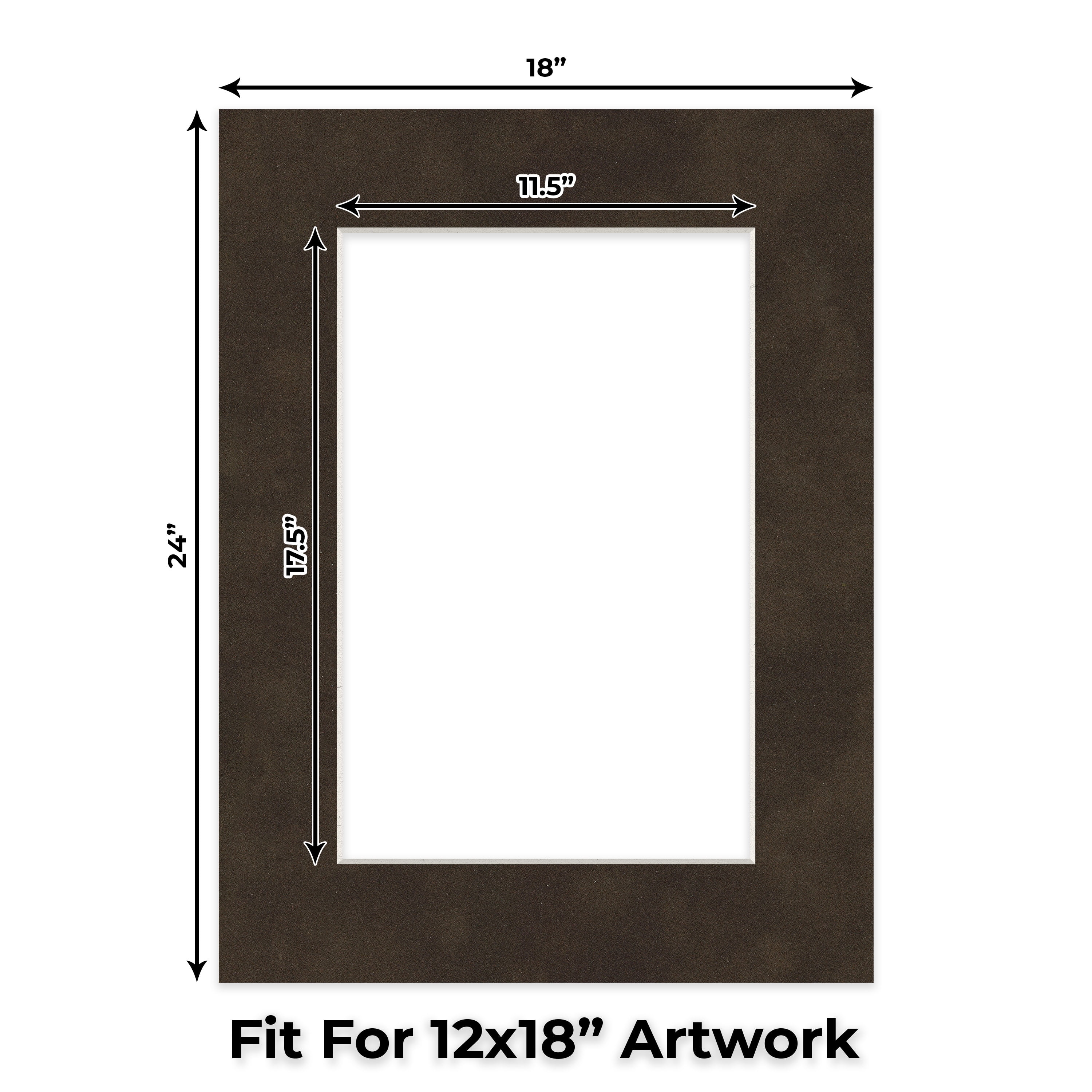 Brown Suede Picture Frame Mat for 18x24 Frames - Fits 12x18 Photos - 1 Mat