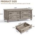 thumbnail image 6 of Leyaoyao Adult Coffee Table with 4 Drawers, 48" Rectangle Rustic Center Table with Hidden Storage for Living Room Bedroom, Grey, 6 of 10