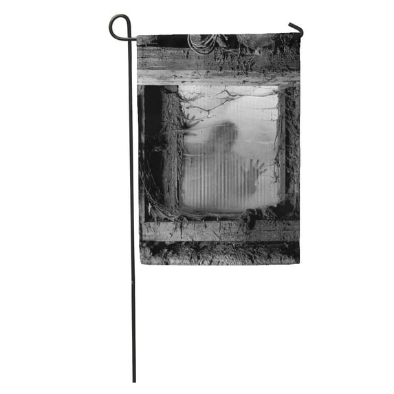KDAGR Scary of Zombie Outside Window That is Covered Spiderwebs and Filth Halloween Garden Flag Decorative Flag House Banner 28x40 inch