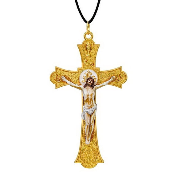 Creed L6514 Holy Mass Pendant Crucifix - Gold with Cord