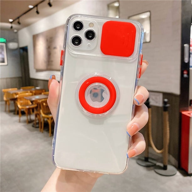 Funda de teléfono con soporte de anillo de protección de cámara para iPhone 12 11 13 Pro Max XR XS Max X 8 Plus 13 14 funda trasera transparente a prueba de golpes Tan Jianjun unisex