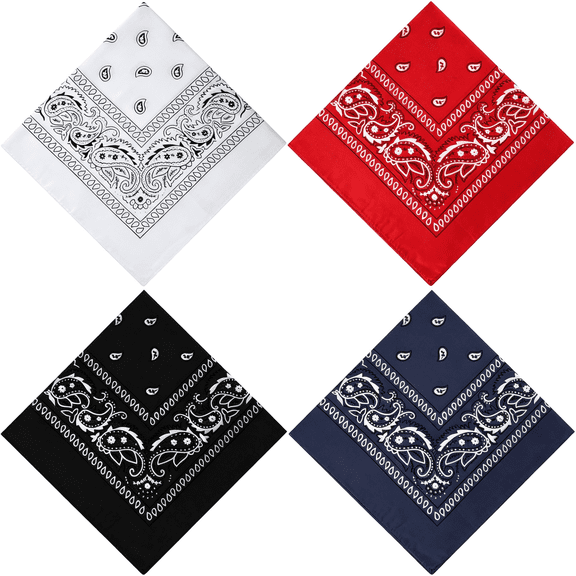 TELOLY Bandanas for Men Women 4/12/24/30 Pack,Paisley Pattern Bandana Bulk Headbands Handkerchief Face Mask 100% Polyester Paisley Pattern Red White and Blue Bandana