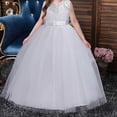 thumbnail image 4 of ATOGUTA Wedding Dresses for Girls Guest White Sleeveless Tulle Long Formal Wedding Pageant Party Fancy Princess Ball Gown Dresses 5T-15, 4 of 6