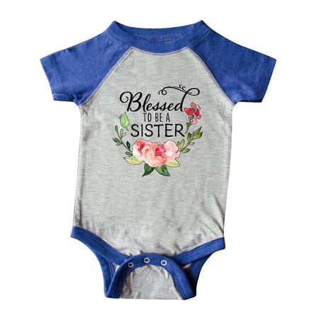 

Inktastic Blessed to Be a Sister with Pink Flowers Gift Baby Boy or Baby Girl Bodysuit
