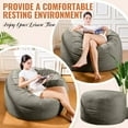 thumbnail image 4 of Baxluxe 4FT Bean Bag Chair: Bean Bag with Velvet Cover, Fluffy and Comfy Bean Bag Chairs for Adults and Kids, Bean Bag Sofa Filled with High-Density Sponge for Gaming (Dark Grey), 4 of 7