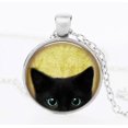 thumbnail image 1 of Collier Chat Noir - Pendentif Chat Noir Qui Regarde - Bijou Chat Noir Mignon, 1 of 5