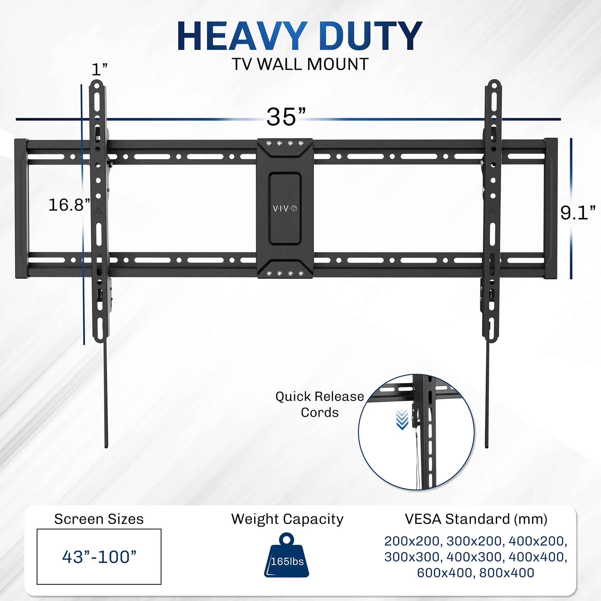 VIVO Ultra Heavy Duty 43" to 100" TV Wall Mount, Curved and Flat Panel Screens