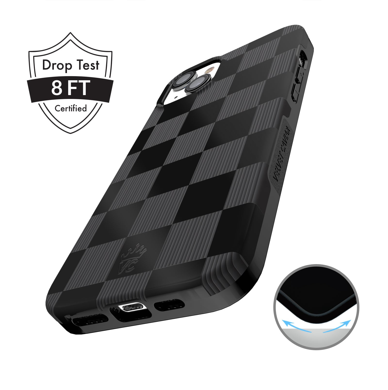 VELVET CAVIAR iPhone 13 Case Black Checkered - Compatible with MagSafe - Cute Protective Cases for Women for Women - Black Grey Checkerboard