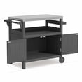thumbnail image 2 of FUNDAZE HDPE Outdoor Grill Cart with Storage, Kitchen Island on Wheels, BBQ Prep Table with Stainless Steel Top, Movable Serving Counter for Garden, Poolside, Backyard, Gray, 2 of 8