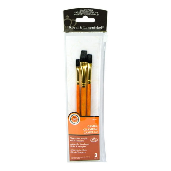 RSET-9114 | 3pc Camel Hair Flat Brush Set