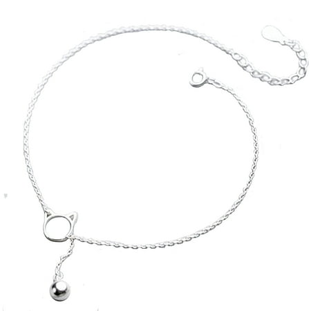 Lariat Anklet - Sterling Silver Cat Lariat Anklet