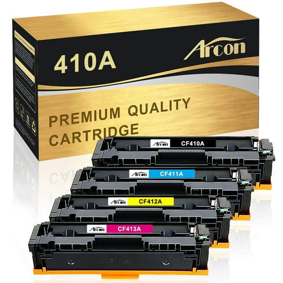 Arcon Compatible Toner for HP 410A CF410A Color LaserJet Pro MFP M452nw M477fnw M477fdw M477fdn M452dn M452dw M377dw Printers (Black Cyan Magenta Yellow, 4-Pack)