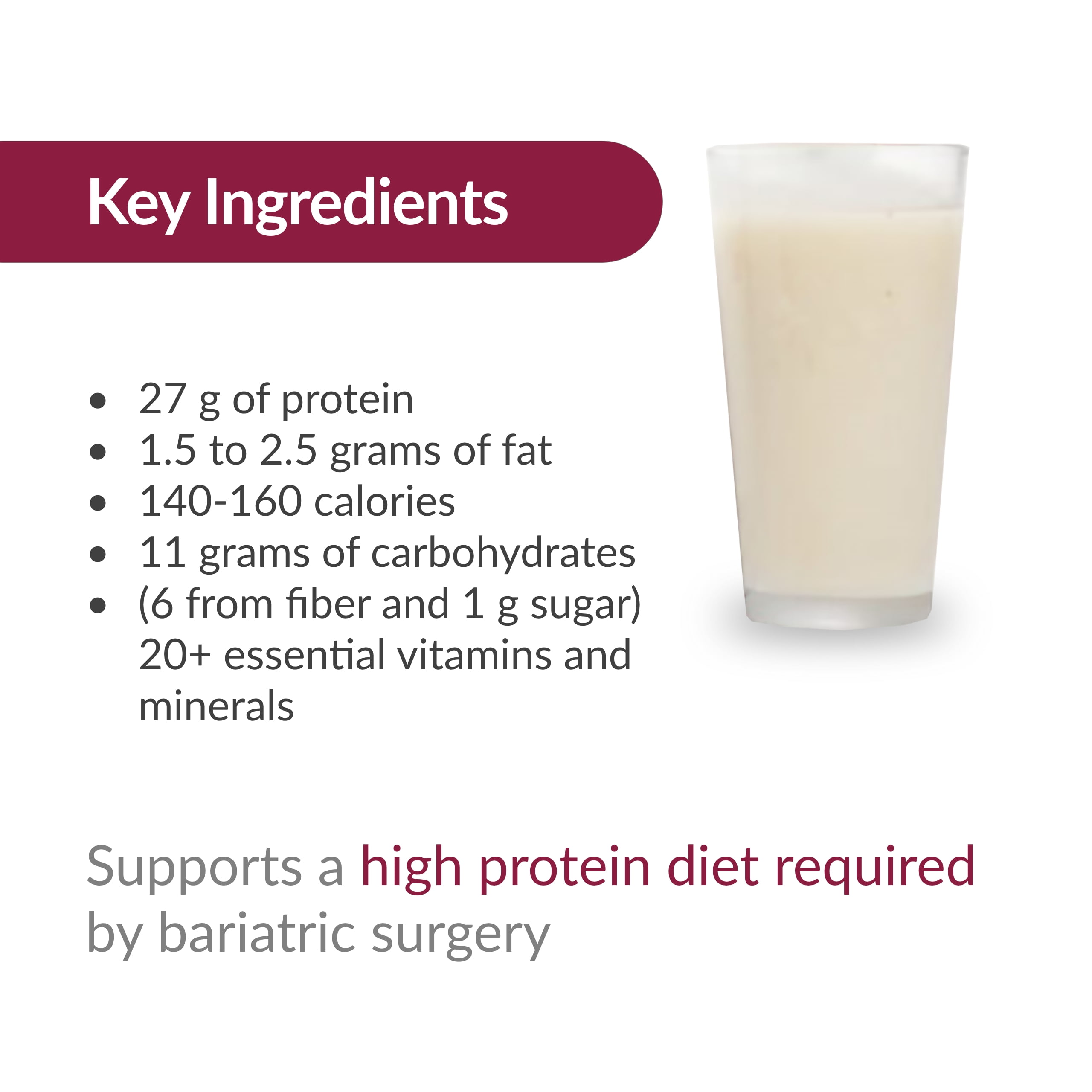 Bariatric Advantage High Protein Meal Replacement Drink Mix, Protein Powder Whey Isolate for Gastric Bypass and Sleeve Gastrectomy Patients, 27g Protein, Lactose Free - Banana - 28 Servings