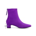 thumbnail image 6 of BLISSFUL STEP Women's Ankle Boots Faux Suede Low Chunky Heel Square Toe Back Zip Boots Dark Purple 9, 6 of 8