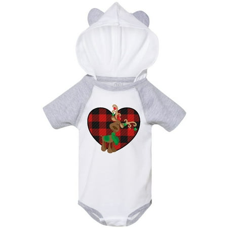 

Inktastic Christmas Reindeer Buffalo Plaid Gift Baby Boy or Baby Girl Bodysuit