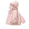 thumbnail image 7 of Girls' Sun Protection Jackets Lightweight Comfy Casual Fashion Outwear Hooded Full Zip Coat With Pockets (3-4 Years, Pink), 7 of 7
