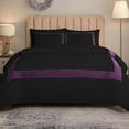 thumbnail image 2 of DNG Creations 3 Piece Full Black And Plum Border Line Pattern Duvet Cover - 100% Egyptian Cotton, 800 Thread Count ( California King ), 2 of 5