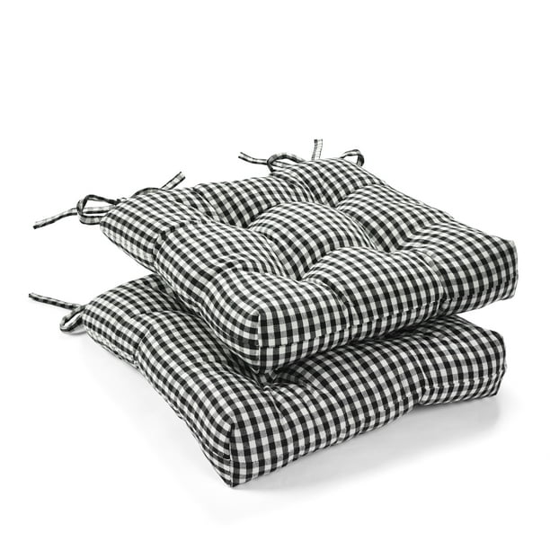 Lush Decor Gingham Check Yarn Dyed, Black And White Check Dining Chair Cushions