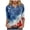 Navy, variant on vigerkar 4th of July Outfits for Women American Flag Stars and Stripes Print V Neck 3/4 Sleeve T Shirts Ladies Patriotic Tops (Brick Red, L)