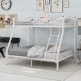 thumbnail image 1 of White Metal Bunk Bed Frame - Twin/Full Size with Safety Railings, 1 of 8