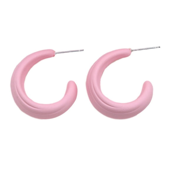 HUANLEDASH 1 Pair Candy Color C-shaped Ear Studs Earrings Colorful Hoop Earrings Geometric Circle Lightweight Earrings Jewelry Gift