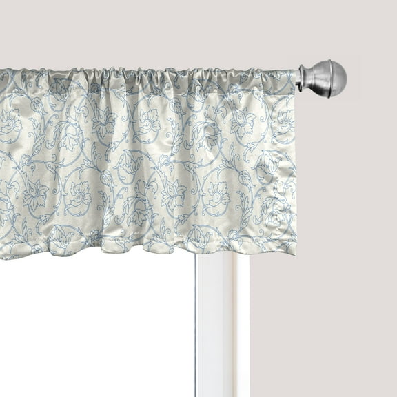 Ambesonne Floral Window Valance, Bohemian Vintage Orchids, 54" X 12", Cream and Blue