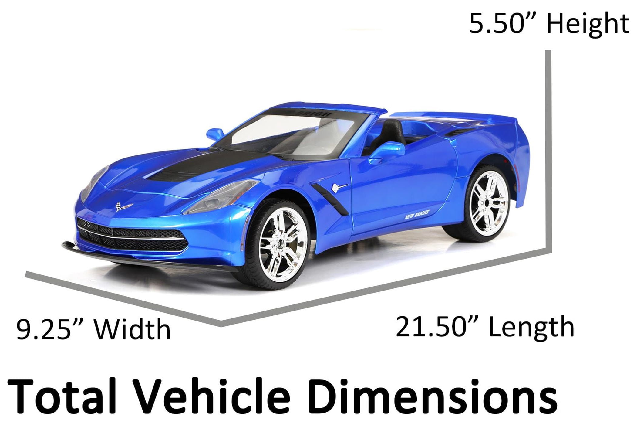 New Bright (1:8) Corvette Battery Radio Control Blue Sports Car, 60816U-B Child