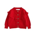 thumbnail image 2 of Spazoro Toddler Girls Boys Sweaters, Crew Neck Long Sleeve Thickening Casual Warm Shirts for Child Girls Red Size 3 Months, 2 of 4