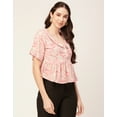 thumbnail image 3 of Moomaya Printed Peplum Top For Women Peter Pan Collar Flutter Sleeves Summer Top, 3 of 8