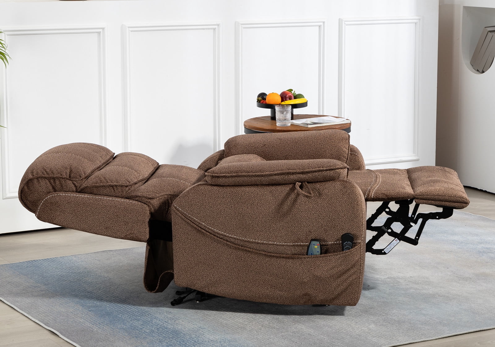 LITVZ Large Lift Chairs Recliner for Elderly, Infinite Position Dual Motor Power Lay Flat, Stand Up Recliner Lift Chair with Massage and Heat, Lumbar Pillow, Wireless Charging & Cup Holder